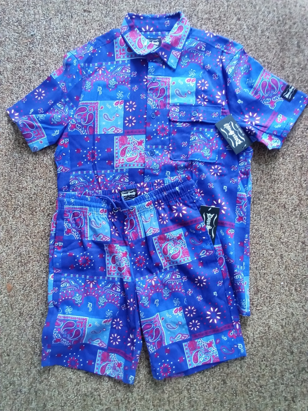 Island Soul Men's Blue Paisley Short Set
